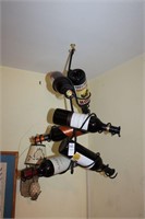Hanging Wine Rack & Decorative Bottles