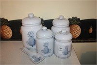 Williamsburg Pineapple Canister Set & Spoon Rest