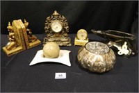 Clocks; Bookends; Glass Pumpkin; Ceramic Items;