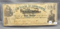 Civil War $1 Demand note. State of Mississippi,
