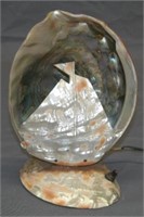 Carved Mother of Pearl Sailboat TV Lamp