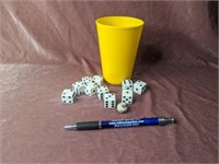 Vintage Dice in Yellow Cup, (1) Marble