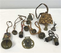 Assorted Vintage Wooden and Brass Bells