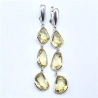 Silver Lemon Quartz(13.05ct) Earrings