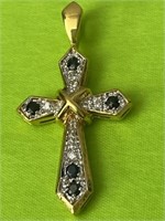 Sterling Silver & Sapphire Cross Pendent 2.31