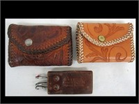 LOT OF 3 VINTAGE LEATHER KEY CASES