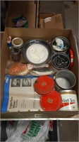box of misc hardware some in mark ten tins