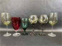 Black Floral, Green, Teal and Red Wine Glasses