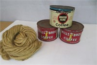 Vintage Coffee Tin Advertising  Lot & Rope