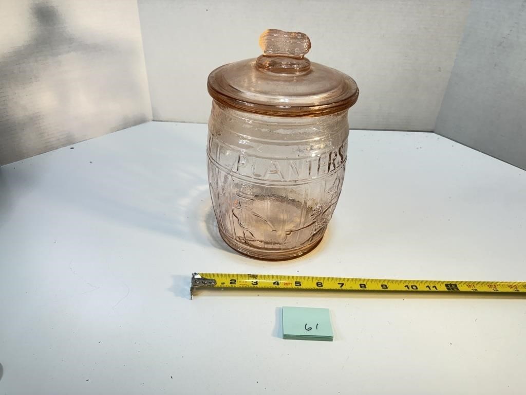 Pink Peanuts Countertop Jar with Lid