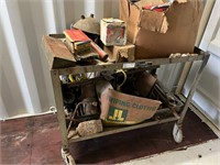 Metal Cart on Casters with Contents