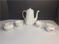 Vintage shelley tea pot and sugar and creamers