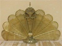 Ornate Brass Folding Peacock Firescreen.