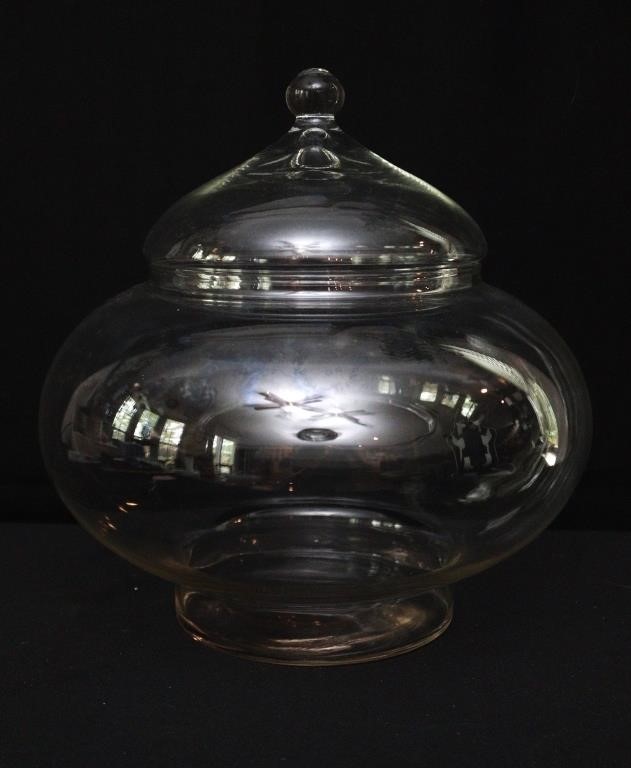 Large Glass Covered Storage Bowl