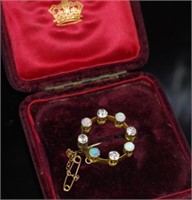 WITHDRAWN opal & diamond set yellow gold brooch