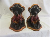 PAIR BLACK AMERICANA BOOKENDS 6.5"T