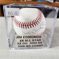 Signed Baseball in Case - Jim Edmonds