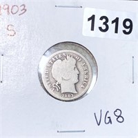 1903-S Barber Silver Dime NICELY CIRCULATED