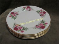 crown trent english bone china rose plate lot
