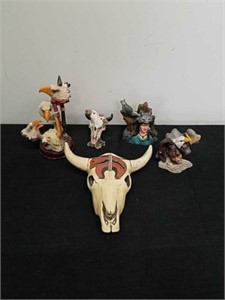 6 inch Native American skull decor and figurines