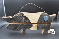 Thick wooden hinged pig wall hanger