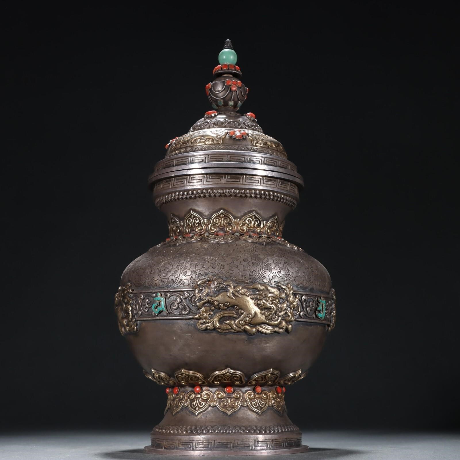 coral inlaid Buddha offering