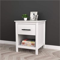 White Nightstand Side End Table 22" H
