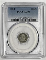 1852 Seated Liberty Silver Half Dime H10c PCGS AG3