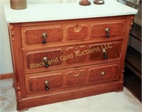 Walnut Victorian marble top dresser