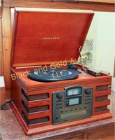 Crosley reproduction record player, CD, cassette