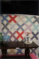 HAND STITCHED FULL SIZE QUILT "X MARKS THE SPOT"