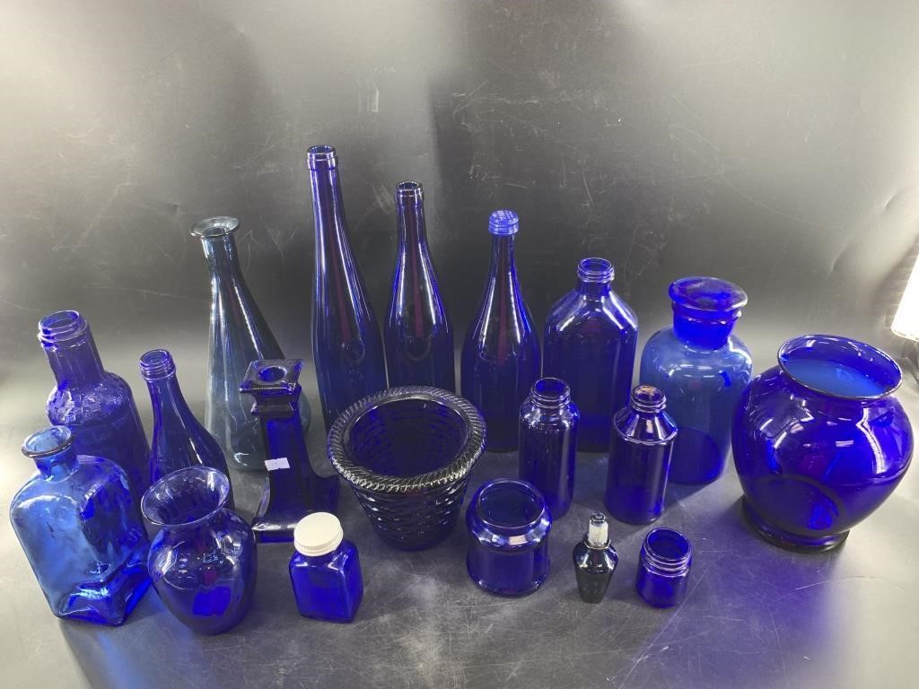 Enormous box lot of beautiful cobalt blue glass