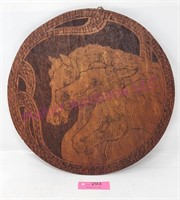 Antique Pyrography Horses 14.5"