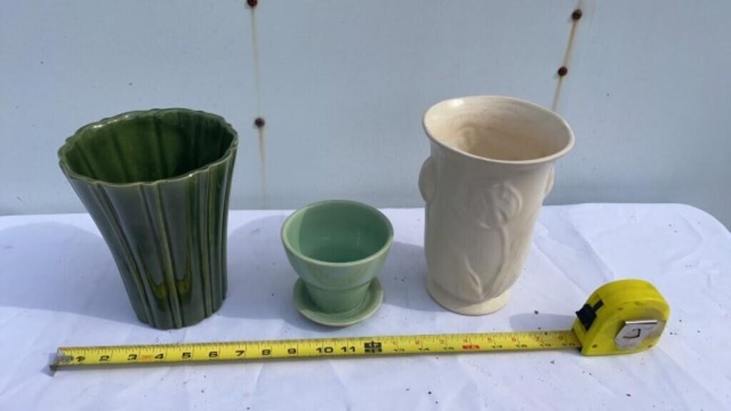 Vintage Vases including Green Haeger, White Tulip