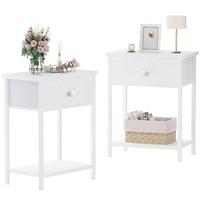 KAI-ROAD White Nightstands Set of 2, Small Night S