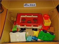 Vintage Fisher Price Little People bus, and misc.