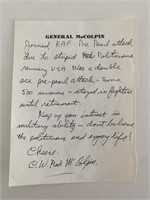 General Carroll W. Red McColpin signed letter