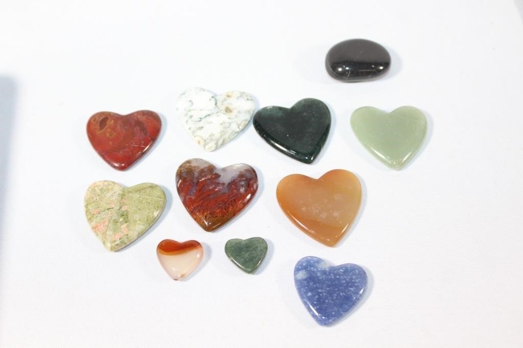 Variety Lot of Stone Hearts - Quartz, Etc.