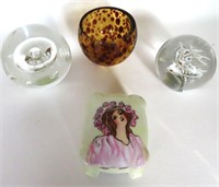 NO SHIP: Nice Paperweights, Austria Painted Box