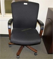 Wood framed black rolling office chair