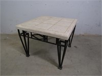 Outdoor Table w/ Thick Stone Top & Metal Base