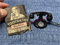 Vtg Toostie Toy black cradle phone