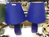 PAIR - PURPLE PORCELAIN TABLE LAMPS