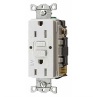 Hubbell Autoguard GFCI Receptacle  TR/WR  White  N