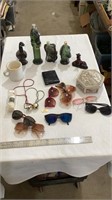 Sunglasses, Avon decanters, decorative ceramic