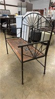 Outdoor Metal and Wicker Bench. Used.