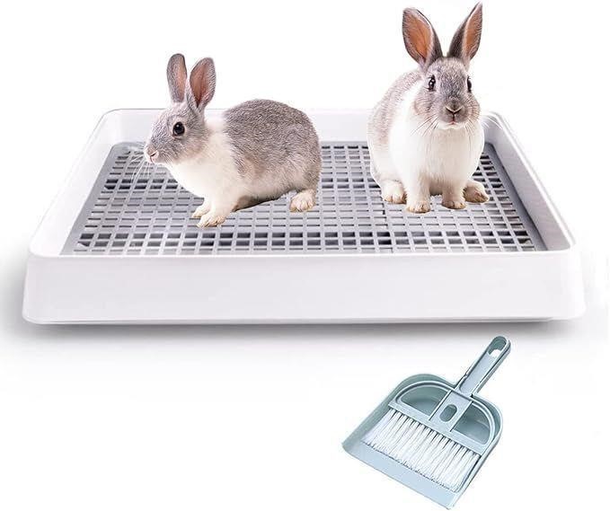 22x18in Rabbit Litter Box w Grate, Extra Large Wh
