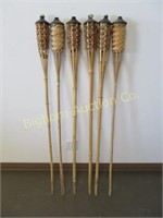Bamboo Tiki Torches Approx. 59" tall 5pc lot