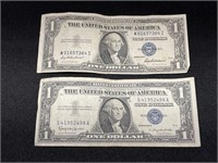 2 Blue Seal Silver Certificates