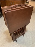 Set of 4 wooden TV trays